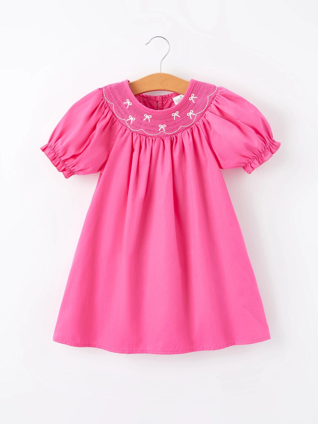 Hot Pink Bow Smock Dress