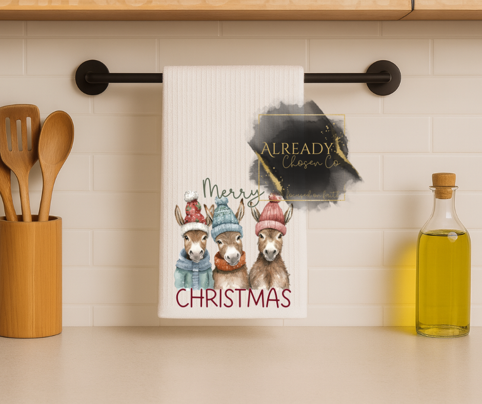 Tea Towel - 3 Donkeys Christmas