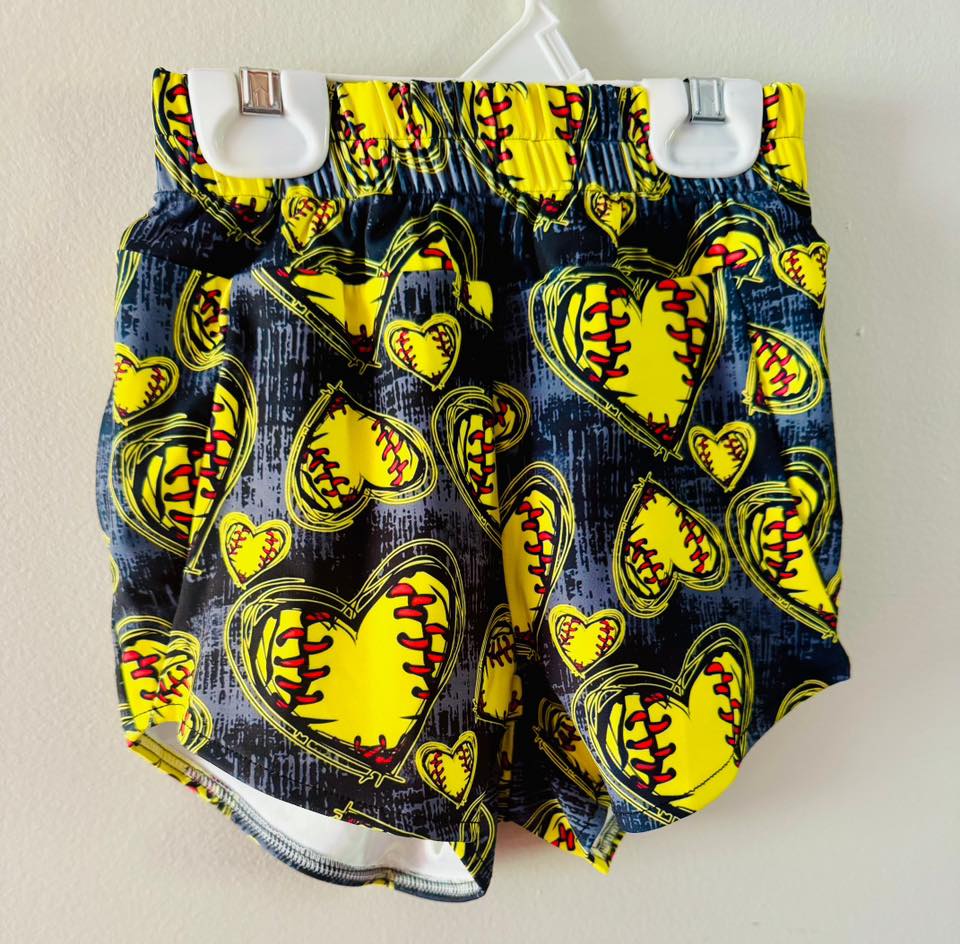*SALE* Softball Hearts Stretchy Shorts