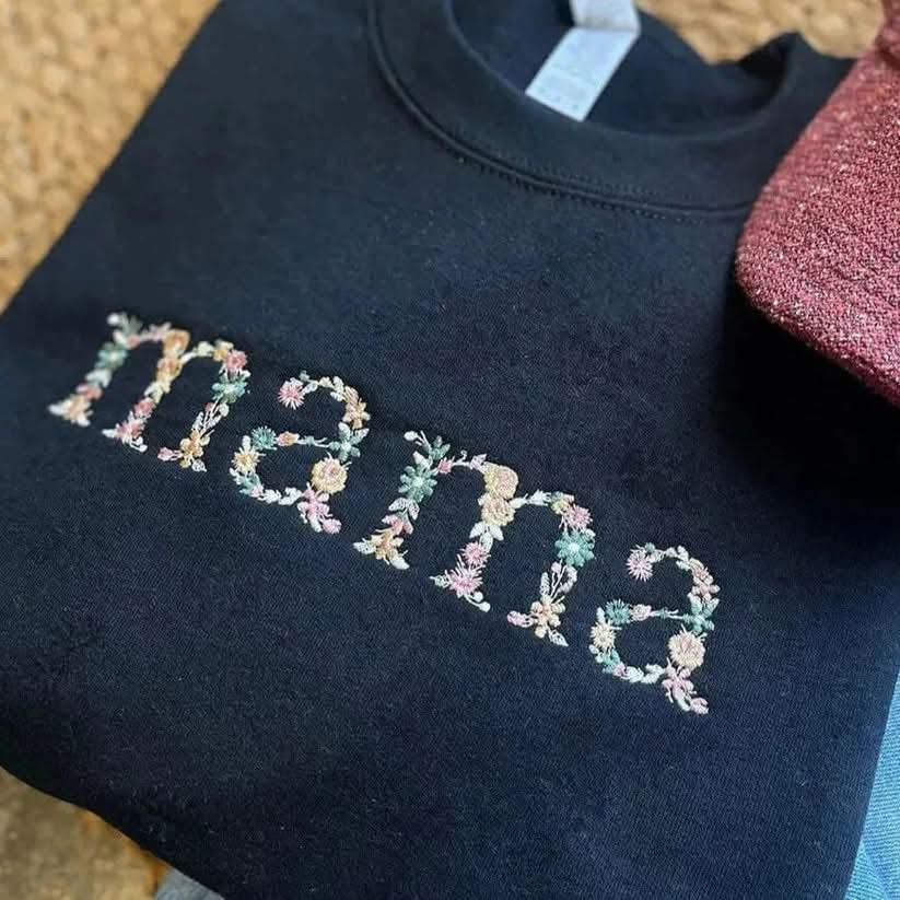 Embroidered Flower Names Adult Crewneck Sweatshirt