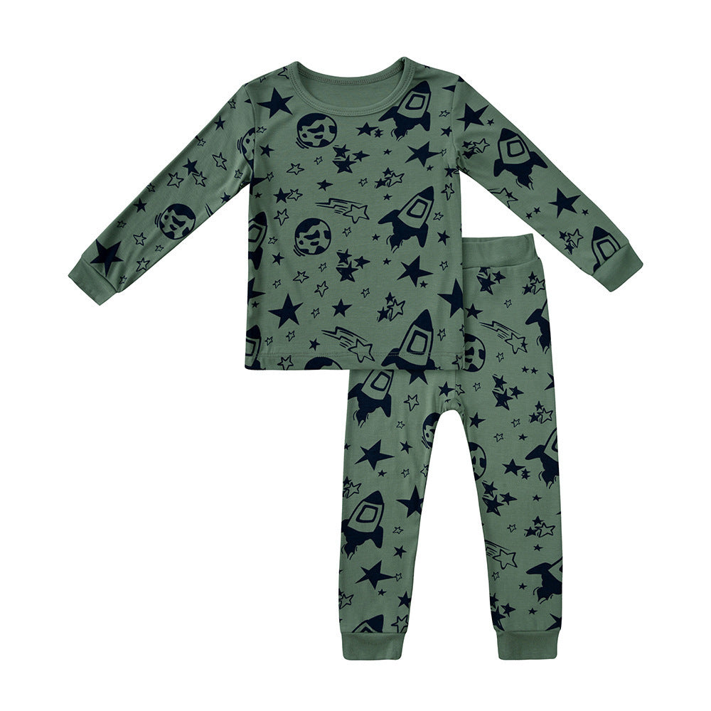 Rockets In Space Green Bamboo Zippie & 2PC Set