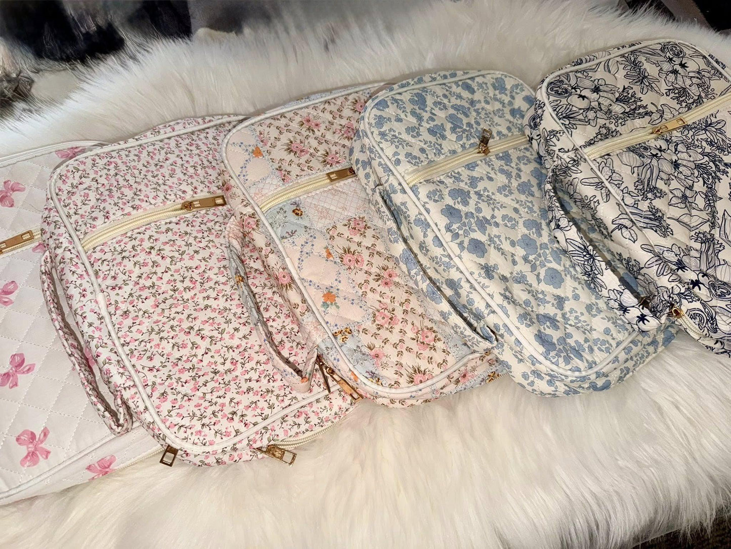 White + Pink Bows Bible Cover W/ Accessories