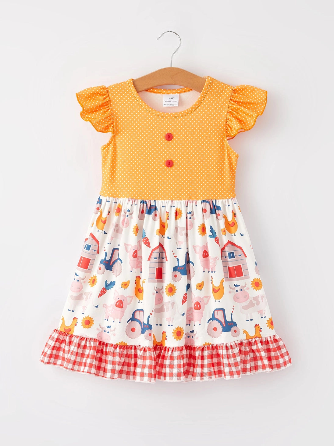 On The Farm Orange Polka Dot Dress