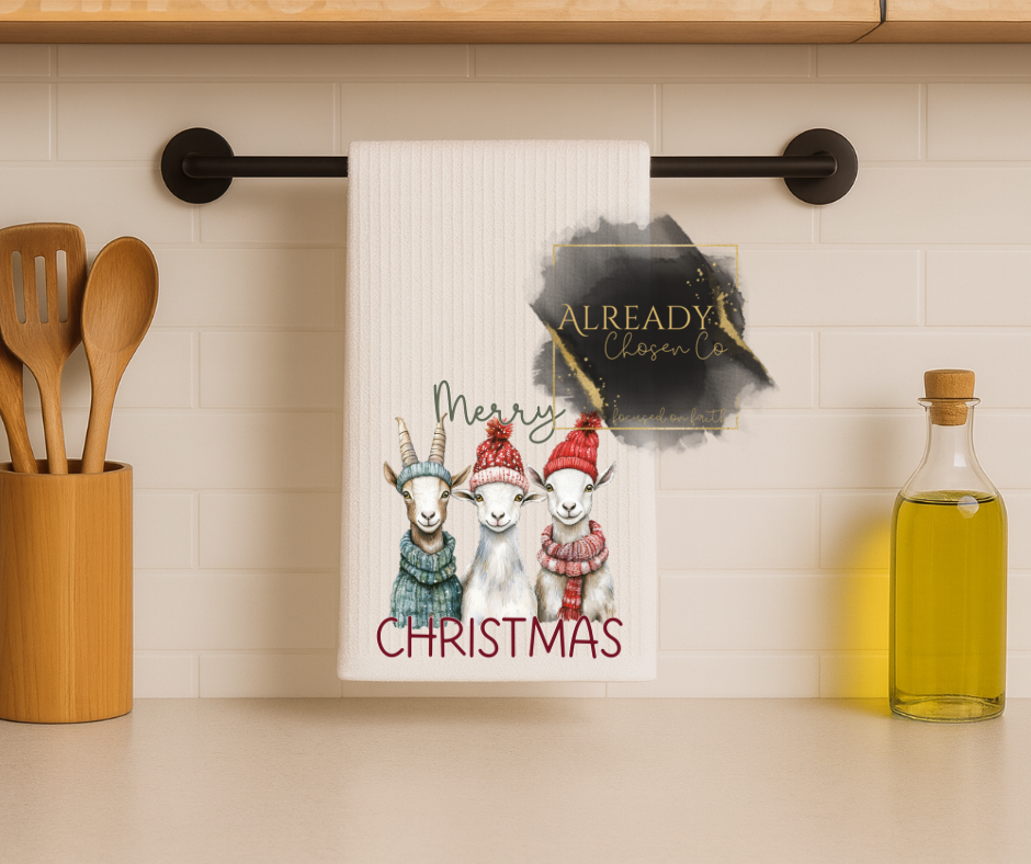 Tea Towel - 3 Goats Christmas