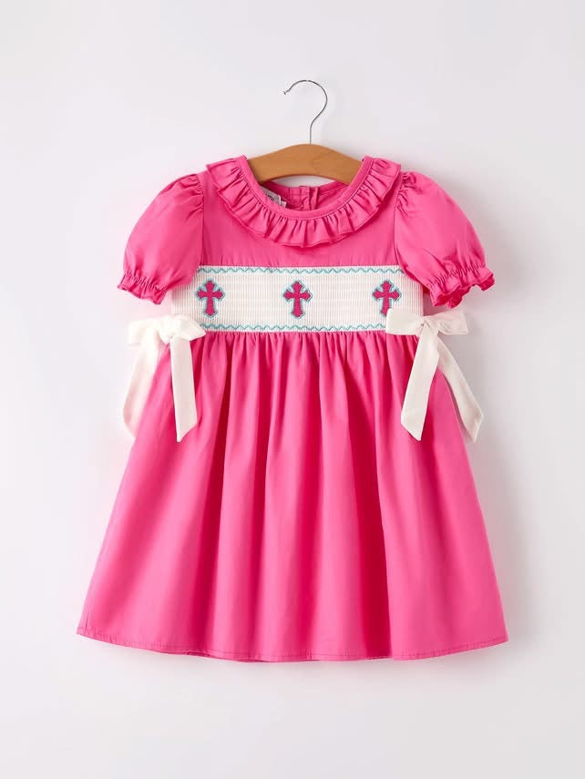 Hot Pink 3 Cross Smock Dress