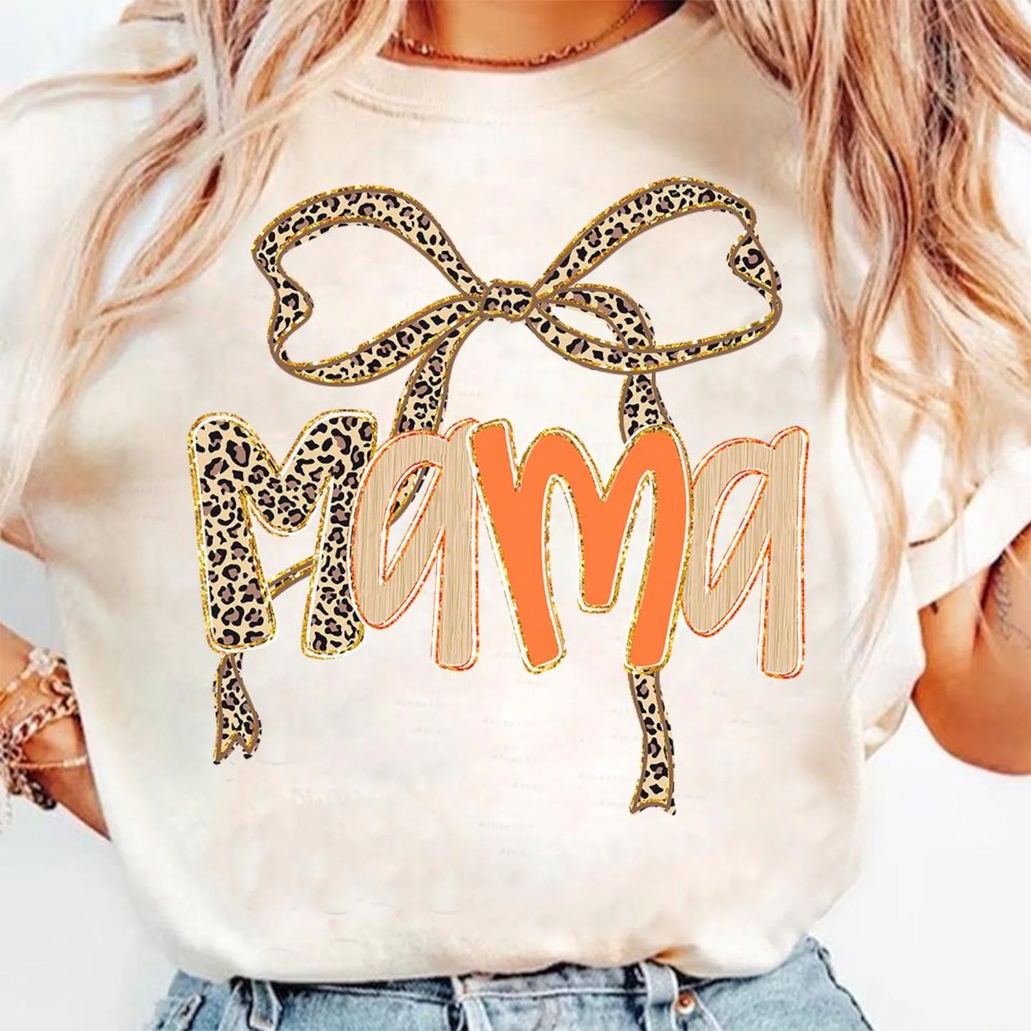 Nana (OR OTHER NAME) Leopard Bow TShirt