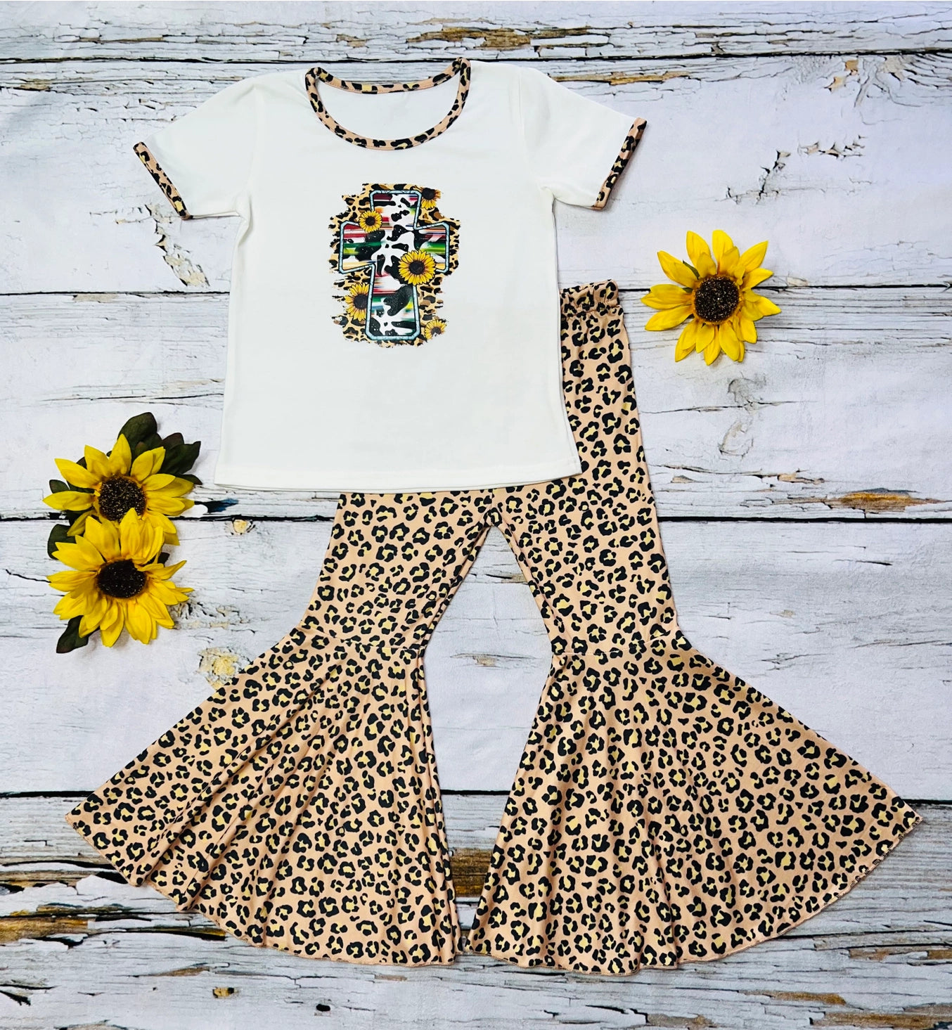 Cow Print Cross W/ Leopard Bells