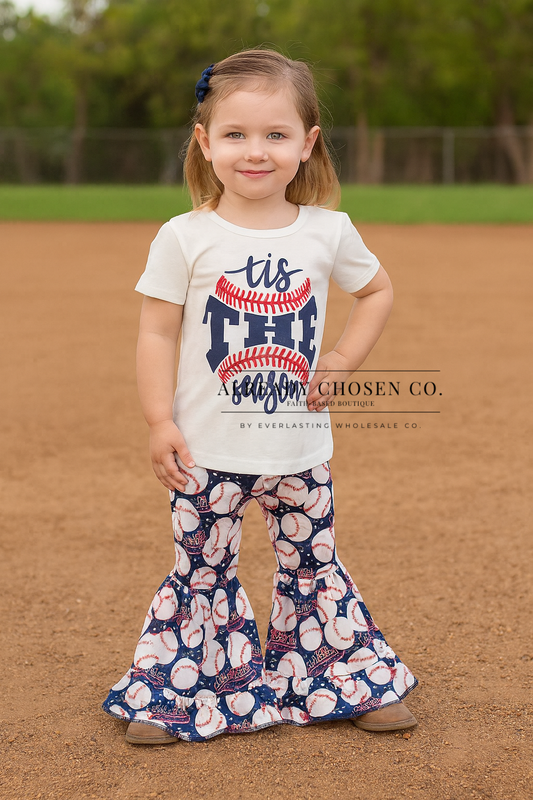 Tis The Season Baseball Top W/ Baseball Bells