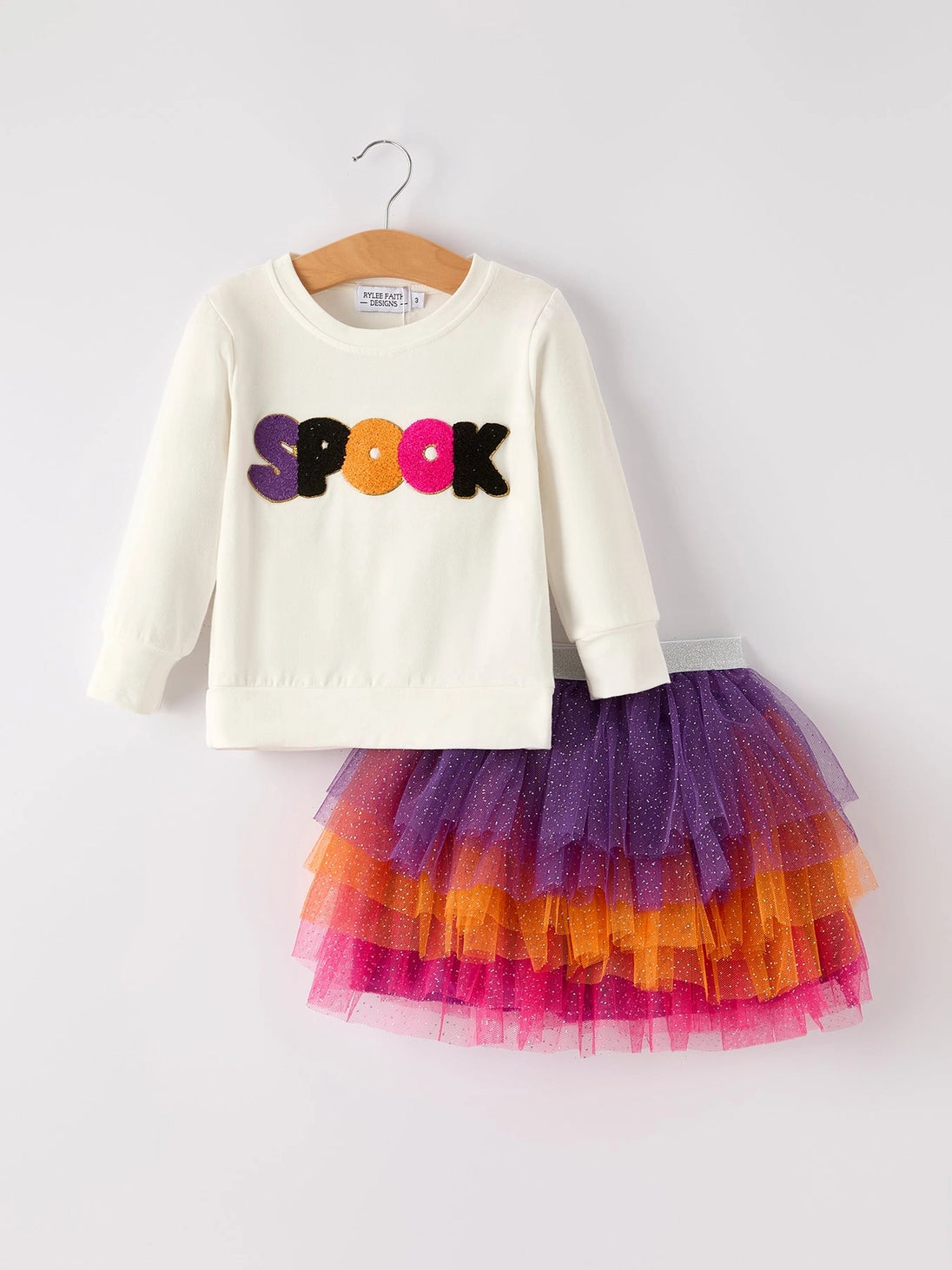 Spook Applique Top W/ Ruffle Sparkle Tulle Skirt
