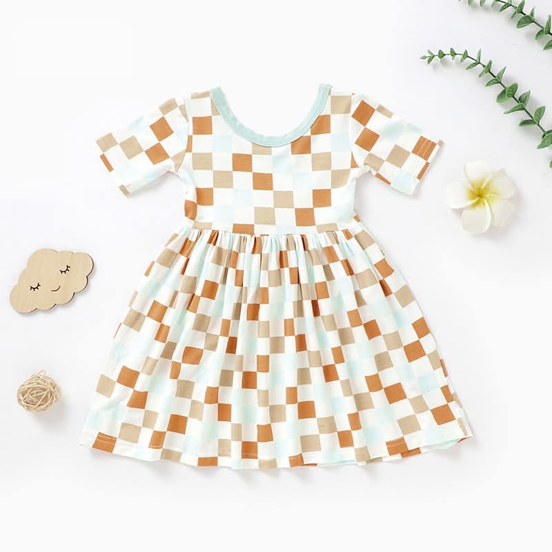 Girls Bamboo Checkered Dress
