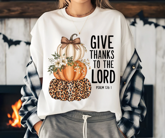 Give Thanks To The Lord Pumpkin Stack TShirt