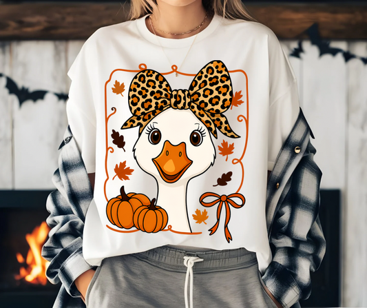 The Fall Duck W/ Leopard Bow TShirt