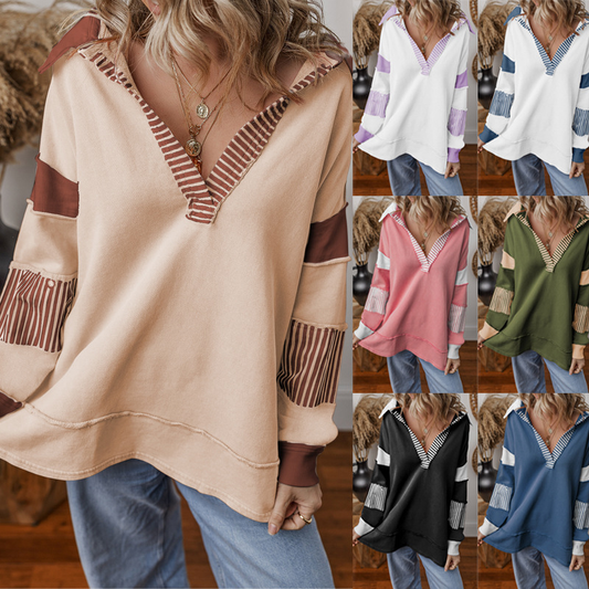 Oversized VNeck Striped Top