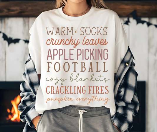 Warm Socks Crunchy Leaves Apple Picking Football Cozy Blankets TShirt