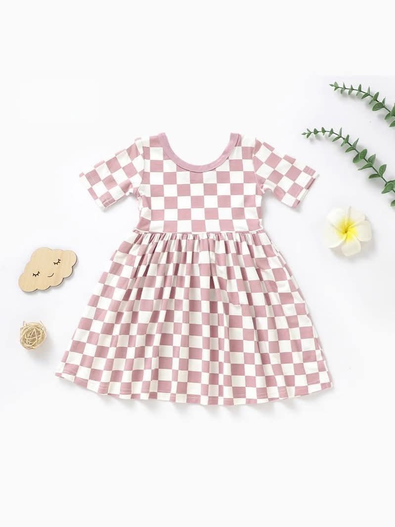 Girls Bamboo Checkered Dress