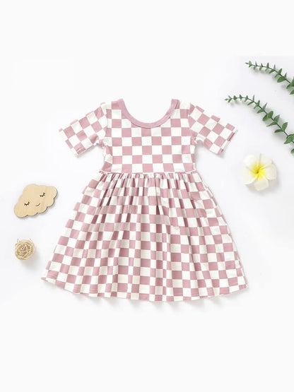 Girls Bamboo Checkered Dress