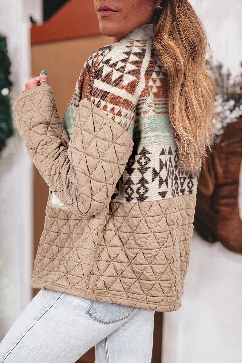 Women's Aztec Quilt Cozy Shacket