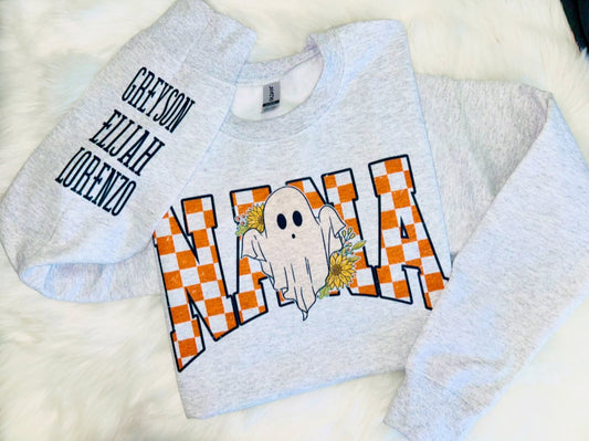 Nana (OR OTHER NAME) Sunflower Ghost Crewneck Sweatshirt