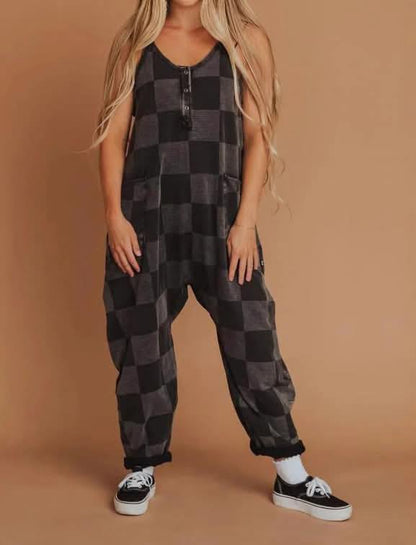Women's Checkered Jumpsuit Romper