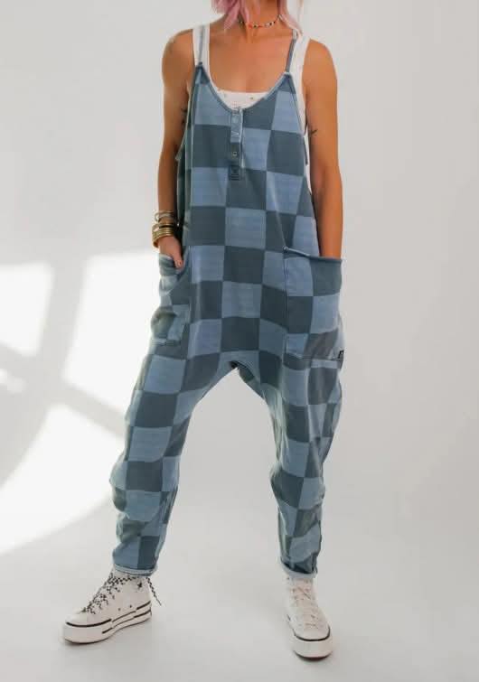 Women's Checkered Jumpsuit Romper