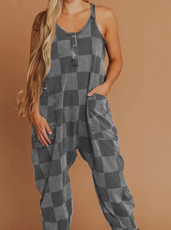 Women's Checkered Jumpsuit Romper