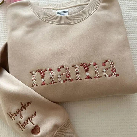 Embroidered Flower Names Adult Crewneck Sweatshirt