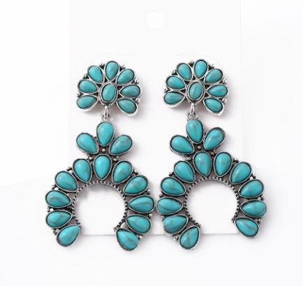 Turquoise Concho Dangle Earrings
