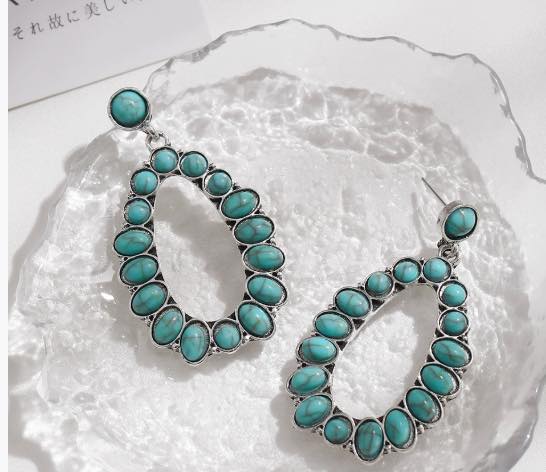 Teardrop Turquoise Marble Earrings
