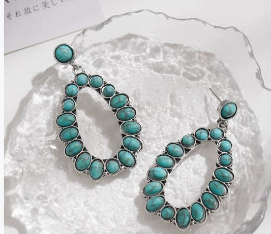 Teardrop Turquoise Marble Earrings