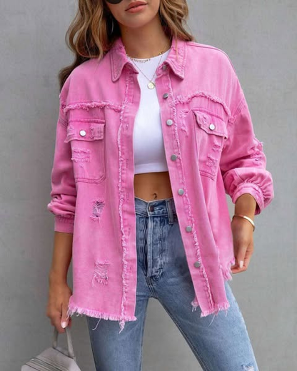 Distressed Denim Jean Jacket