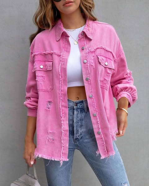 Distressed Denim Jean Jacket