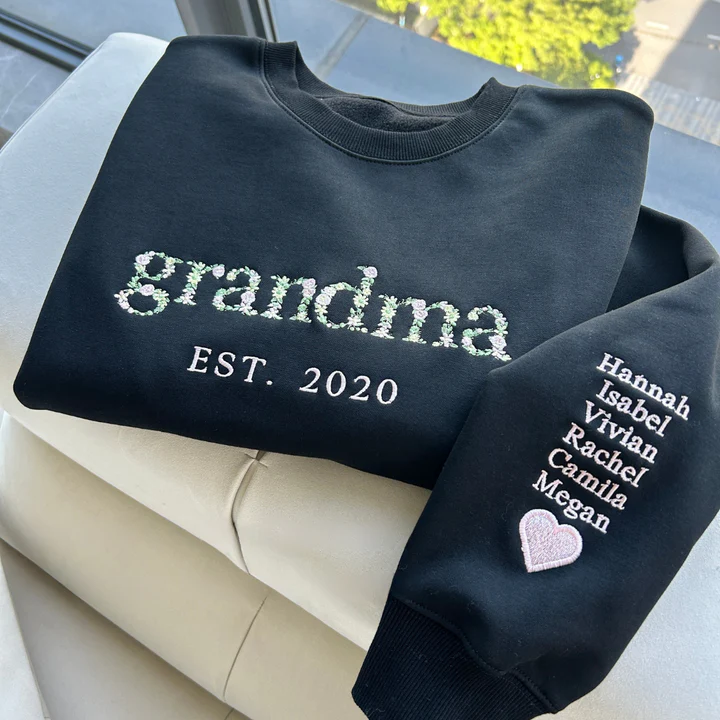 Embroidered Flower Names Adult Crewneck Sweatshirt