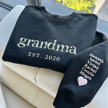 Embroidered Flower Names Adult Crewneck Sweatshirt