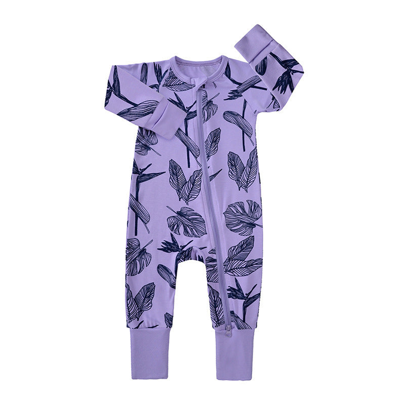 Leaf Outline Purple Bamboo Zippie & 2PC Set