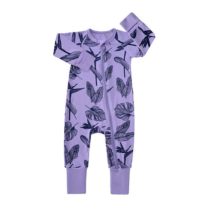 Leaf Outline Purple Bamboo Zippie & 2PC Set