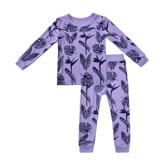 Leaf Outline Purple Bamboo Zippie & 2PC Set