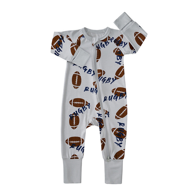 Rugby Football White Bamboo Zippie & 2PC Set