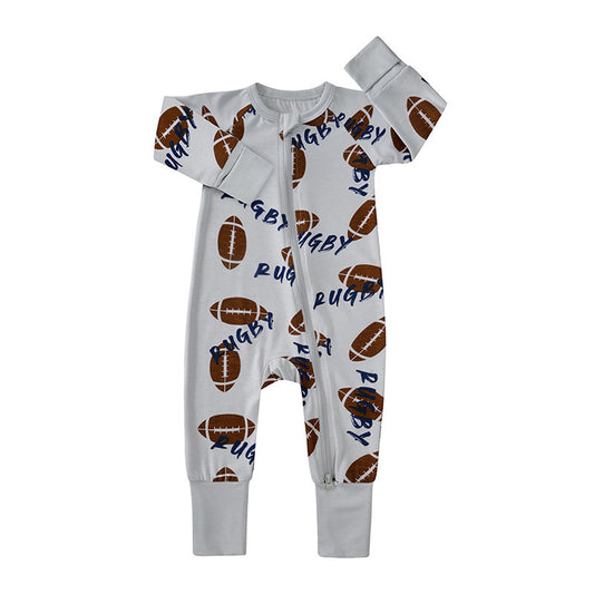 Rugby Football White Bamboo Zippie & 2PC Set