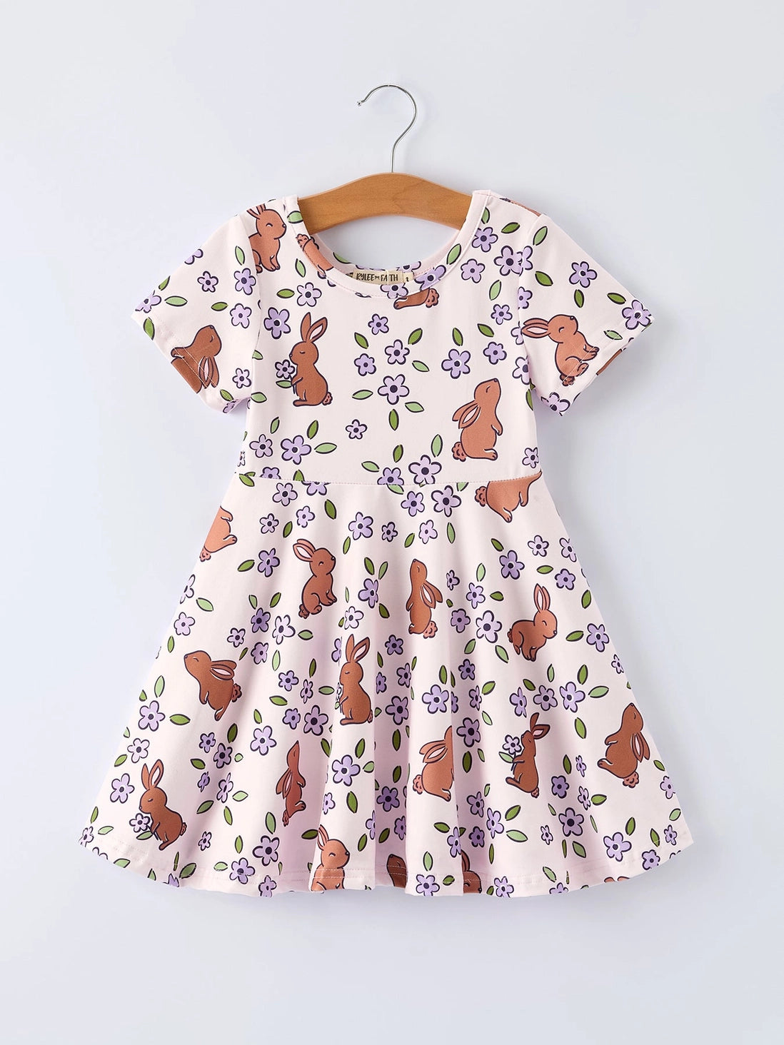 Purple Floral Easter Bunny Twirl Dress
