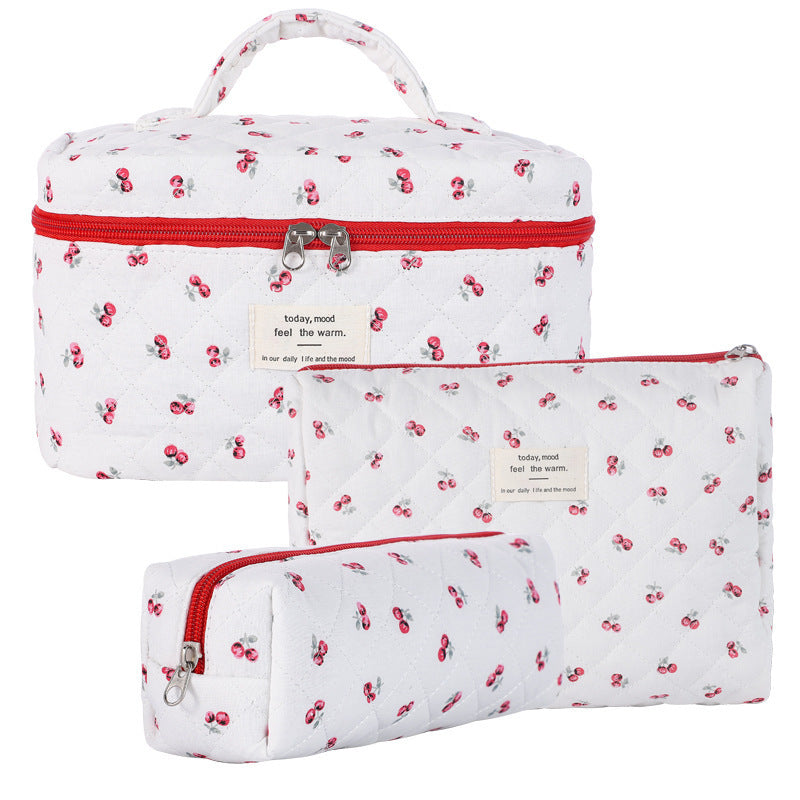 3PC Quilted Makeup Bag Set