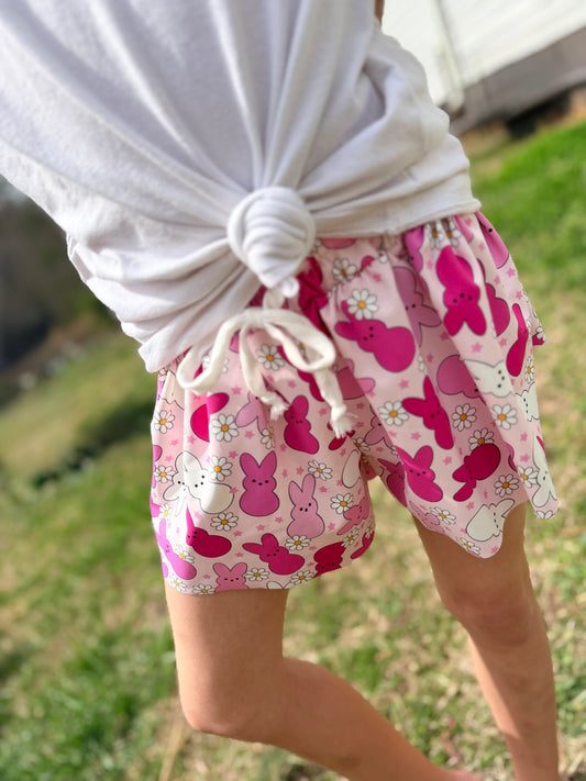 Easter Bunny Pink Athletic 2 Layer Shorts