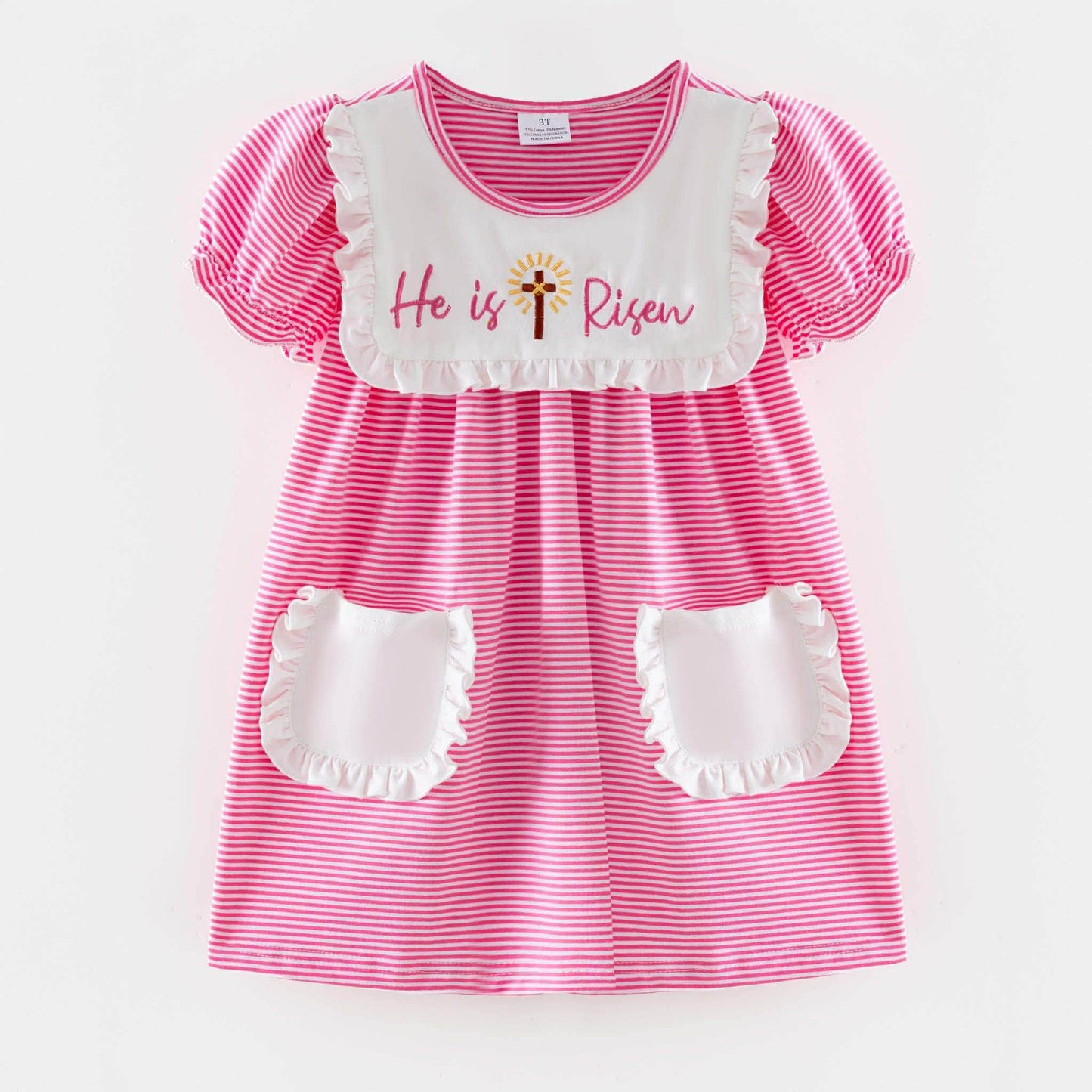 He Is Risen Pink Striped Dress