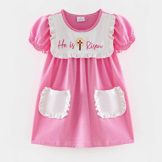 He Is Risen Pink Striped Dress