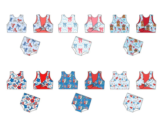 2PC Girls RWB Bathing Suit - 6 Options