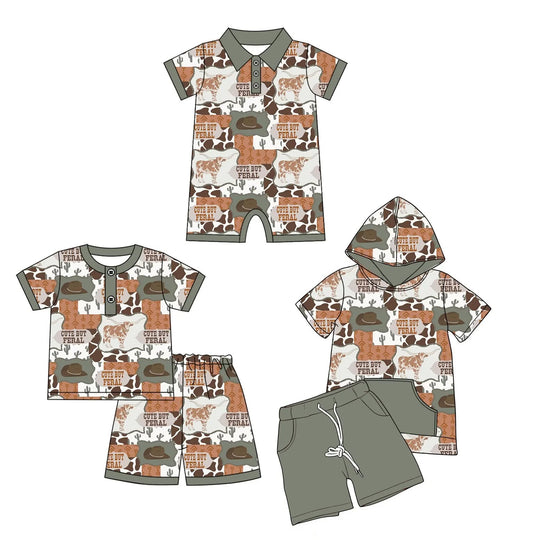 Cute But Feral Western Boys 2PC - Romper - Hooded 2PC