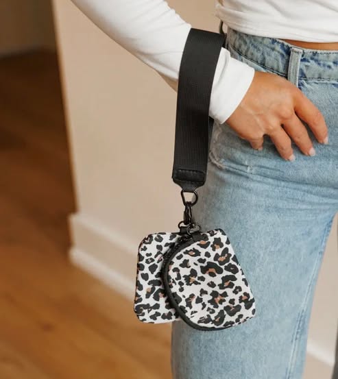 Leopard Print Double Wristlet (