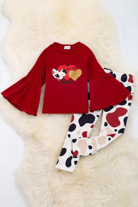XOXO Love Hearts Top W/ Printed Leggings