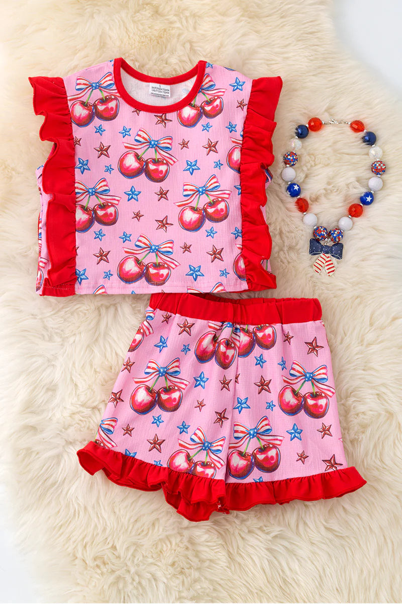 RWB Cherry Star Top W/ Matching Shorts