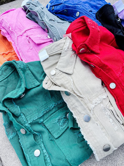 Distressed Denim Jean Jacket
