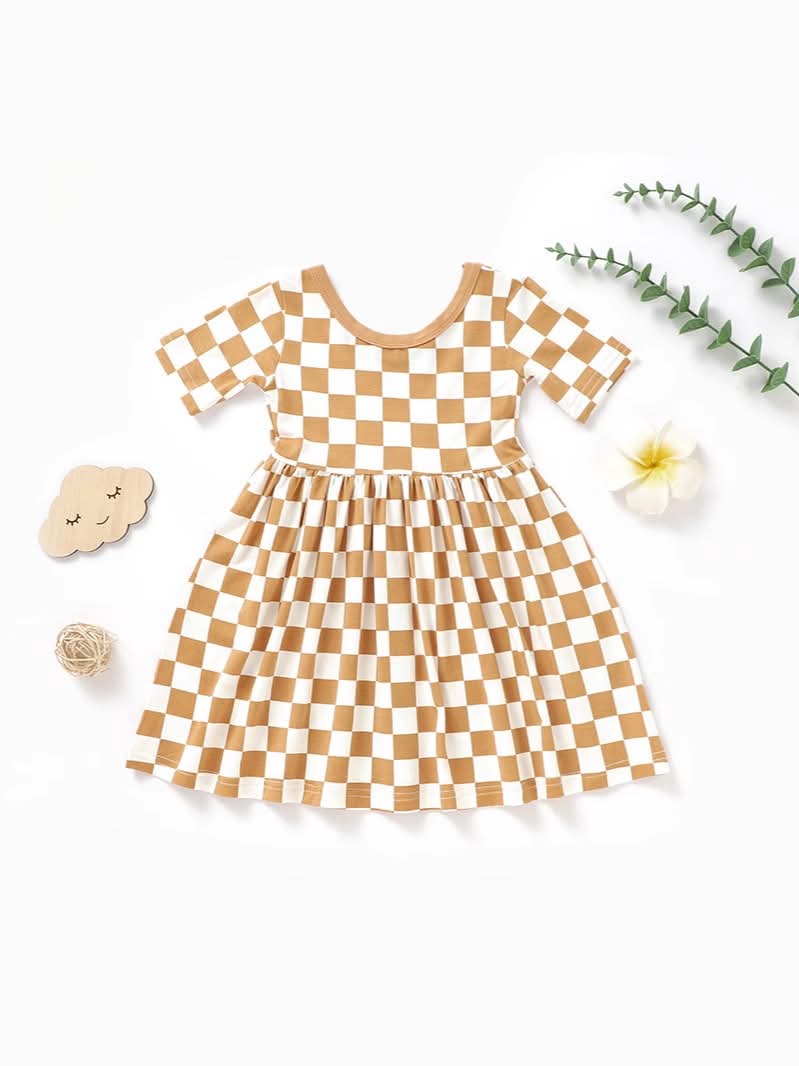 Girls Bamboo Checkered Dress